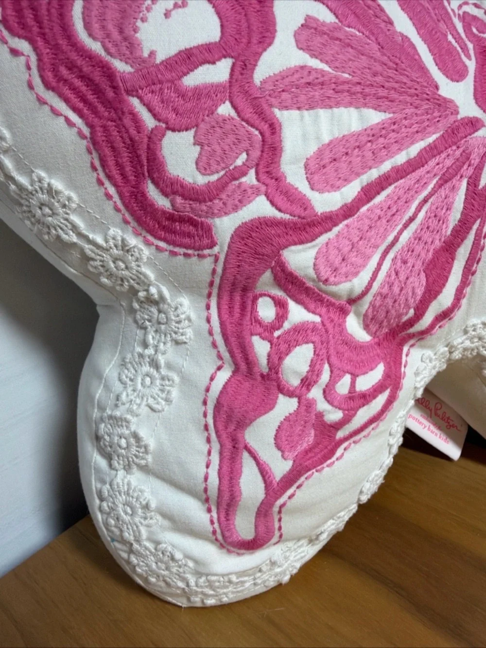 Pottery Barn/ Lilly Pulits Kids Garden Butterfly Pillow 13x15 Floral Embroidered